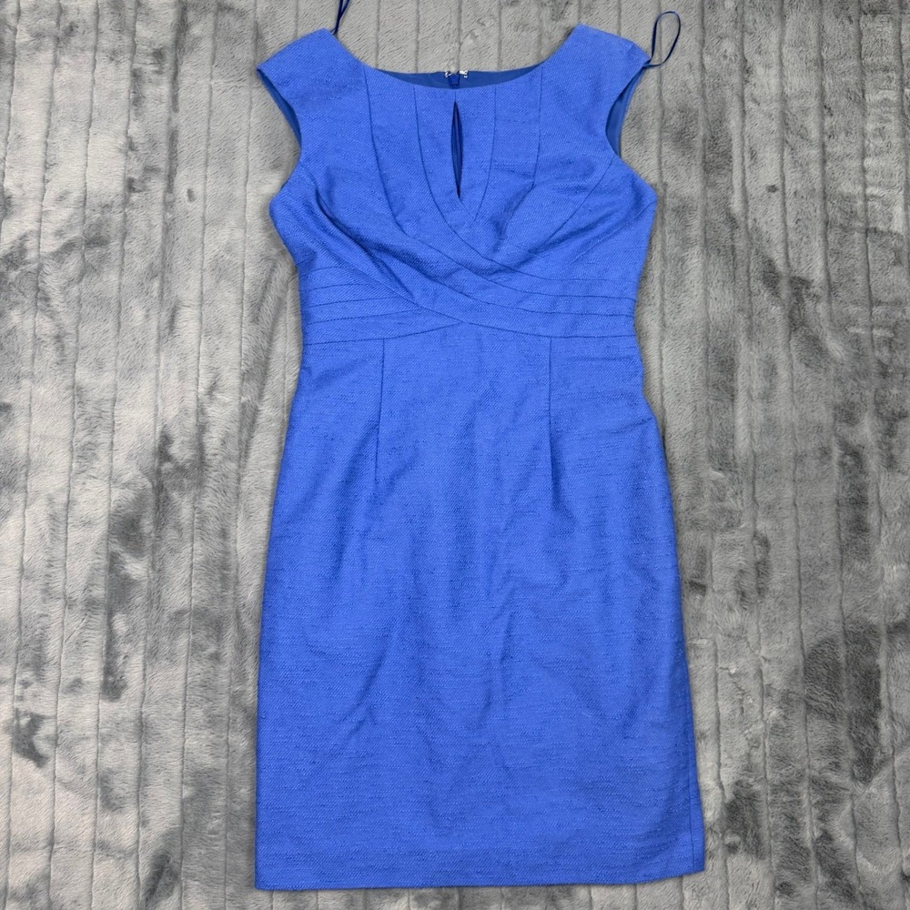 Kay Unger New York Royal Blue Pleated Keyhole Sheath Dress Womens 6 7806